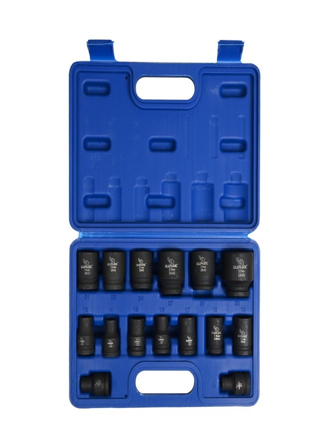 إليفنت مجموعة مفاتيح ربط صدمية قياسية سداسية الرؤوس من إيليفانت، مقاس 1/2 بوصة، طول 38 مم (مجموعة من 15 مفتاح ربط) - Image 4